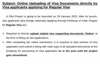 Online uploading of visa documents directly by visa applicants applying for regular visa
